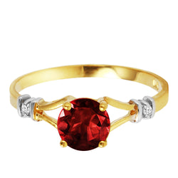 1.07 Carat 14K Solid Yellow Gold Garnet Rules Garnet Diamond Ring