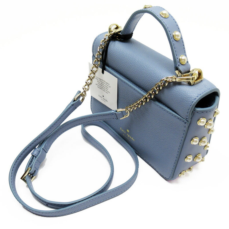 Kate Spade Handbag Shoulder Bag 2Way Light Blue Gold Hardware Leather Fake Pearl Ladies