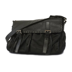 Auth Prada Shoulder Bag Womens NylonLeather Shoulder Bag Black