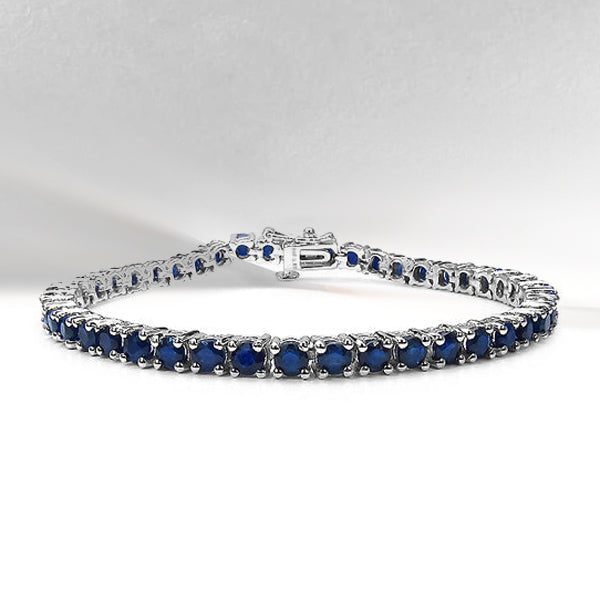 7.92 Carat Genuine Sapphire .925 Sterling Silver Bracelet