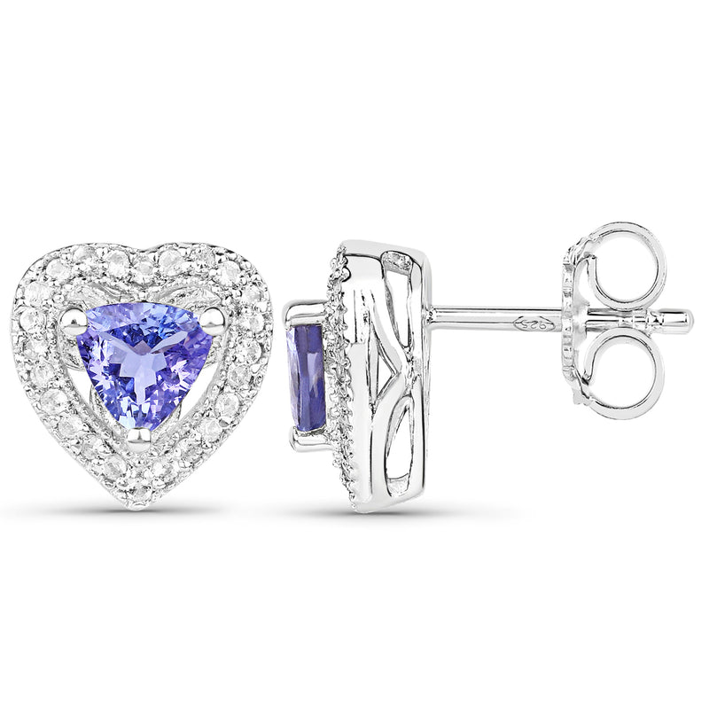 1.18 Carat Genuine Tanzanite & White Topaz .925 Sterling Silver Earrings