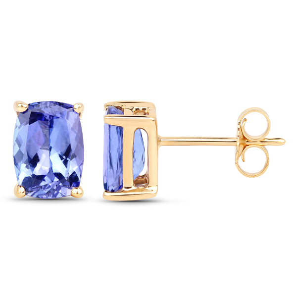 2.15 Carat Genuine Tanzanite 14K Yellow Gold Earrings