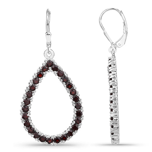 4.32 Carat Genuine Garnet .925 Sterling Silver Earrings