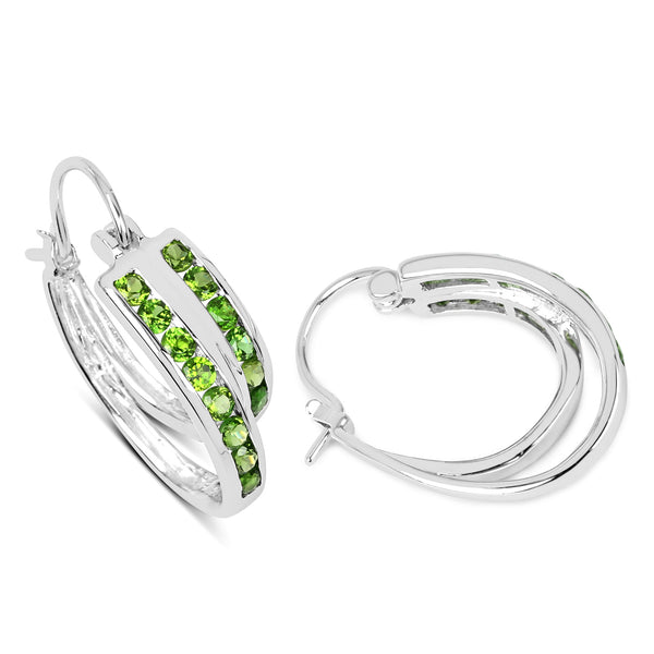 1.68 Carat Genuine Chrome Diopside .925 Sterling Silver Earrings