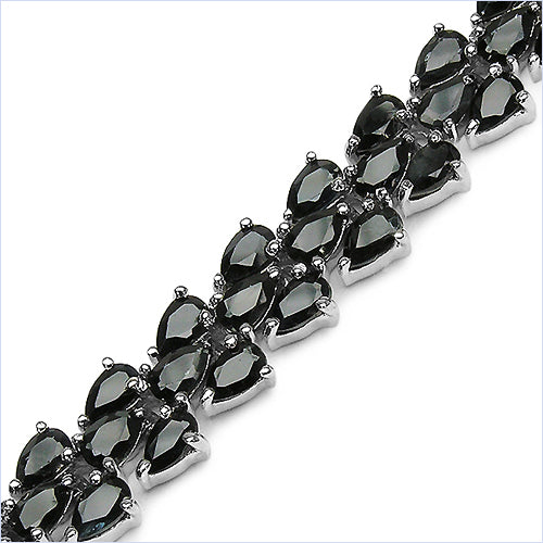 20.70 Carat Genuine Black Sapphire Sterling Silver Bracelet