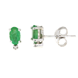 .41ct Emerald Diamond Stud Earrings 10KT White Gold