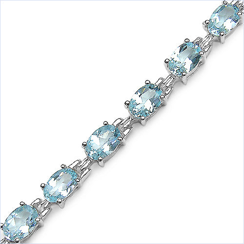 14.30 Carat Genuine Blue Topaz .925 Sterling Silver Bracelet