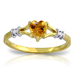 Radiant Glow: 14K Solid Yellow Gold Ring with Natural Diamond Citrine