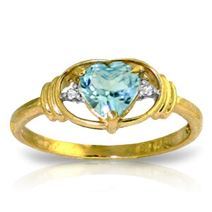 0.96 Carat 14K Solid Yellow Gold Rendezvous Blue Topaz Diamond Ring