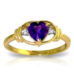 0.96 Carat 14K Solid Yellow Gold I Amethyst Love Amethyst Diamond Ring