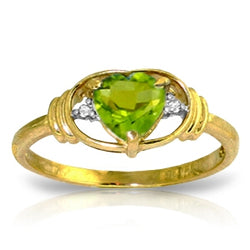0.61 Carat 14K Solid Yellow Gold Love Prerequisite Peridot Diamond Ring