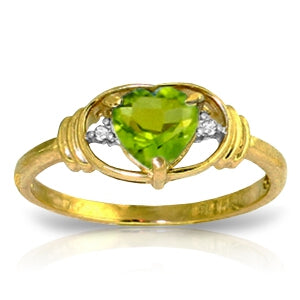 0.61 Carat 14K Solid Yellow Gold Love Prerequisite Peridot Diamond Ring