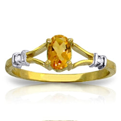 0.46 Carat 14K Solid Yellow Gold Ring Natural Diamond Citrine
