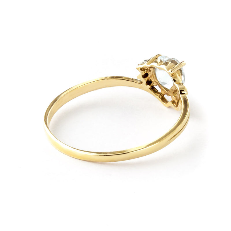 0.97 Carat 14K Solid Yellow Gold Ring Natural Diamond Aquamarine