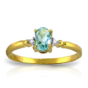 0.46 Carat 14K Solid Yellow Gold Yes Oh Yes Blue Topaz Diamond Ring