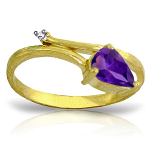 0.83 Carat 14K Solid Yellow Gold Ireland Amethyst Diamond Ring