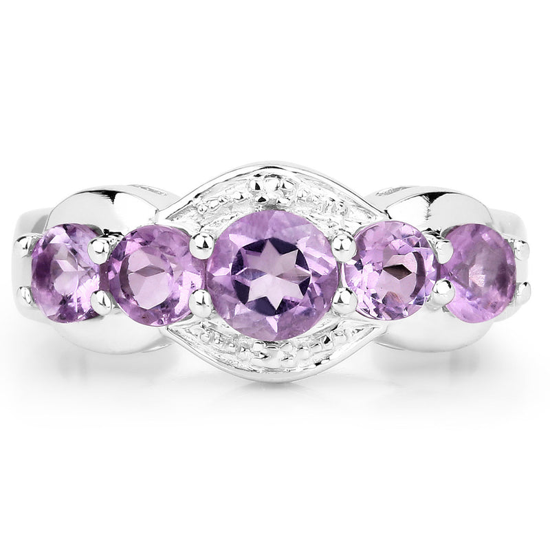1.39 Carat Genuine Amethyst .925 Sterling Silver Ring