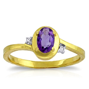 0.51 Carat 14K Solid Yellow Gold Rings Diamond Purple Amethyst