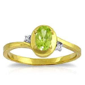 0.51 Carat 14K Solid Yellow Gold Rings Diamond Peridot