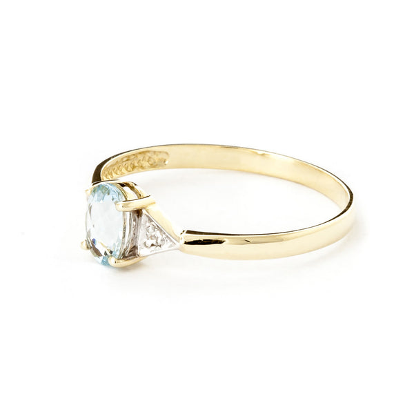 0.46 Carat 14K Solid Yellow Gold Being In Love Aquamarine Diamond Ring