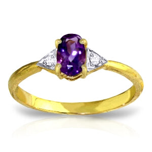 0.46 Carat 14K Solid Yellow Gold Fly Away Amethyst Diamond Ring