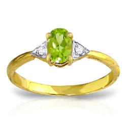 Enchanting Elegance 14K Solid Yellow Gold Peridot Diamond Ring