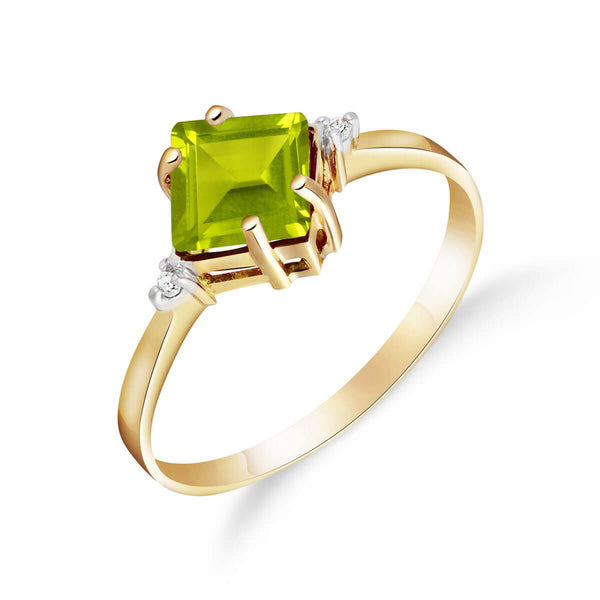 1.77 Carat 14K Solid Yellow Gold Stirrings Peridot Diamond Ring