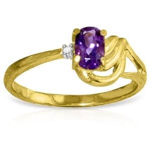 0.46 Carat 14K Solid Yellow Gold Ring Diamond Amethyst