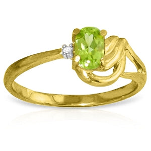 Ethereal Elegance 14K Solid Gold Peridot Diamond Ring