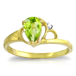 0.66 Carat 14K Solid Yellow Gold You Surprise Me Peridot Diamond Ring