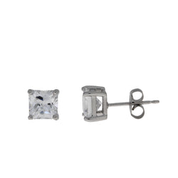 Natural Cubic Zirconium Stud Earrings Sterling Silver