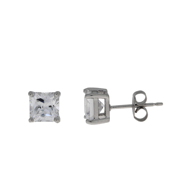 Natural Cubic Zirconium Stud Earrings Sterling Silver