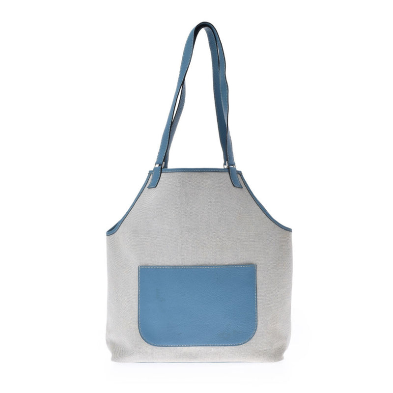 HERMES Hermes Jardinier Blue Gene-Unisex Toile Ash Taurillon Clemence Tote Bag