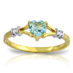 0.47 Carat 14K Solid Yellow Gold Justified Blue Topaz Diamond Ring