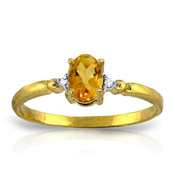 0.46 Carat 14K Solid Yellow Gold Citrine Rules Citrine Diamond Ring