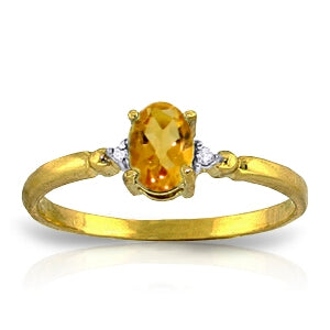 0.46 Carat 14K Solid Yellow Gold Citrine Rules Citrine Diamond Ring