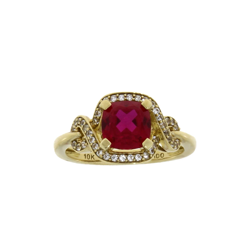 Created Ruby Created Sapphire Ring 10KT Yellow Gold