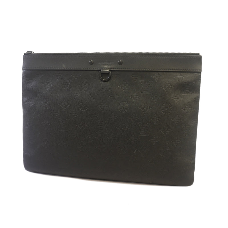 Auth Louis Vuitton Monogram Shadow Pochette Discovery M62903 Mens Clutch Bag