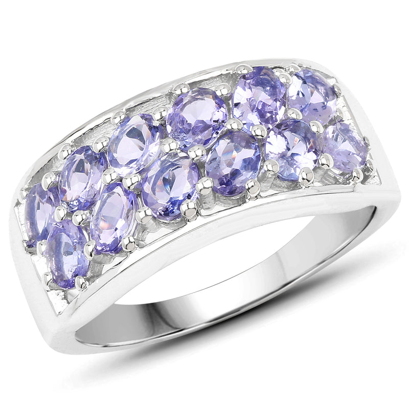 2.04 Carat Genuine Tanzanite .925 Sterling Silver Ring