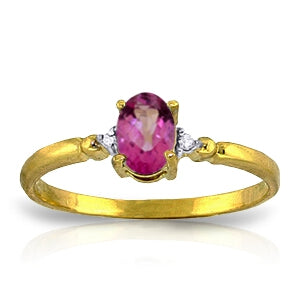 0.46 Carat 14K Solid Yellow Gold Ring Natural Diamond Pink Topaz