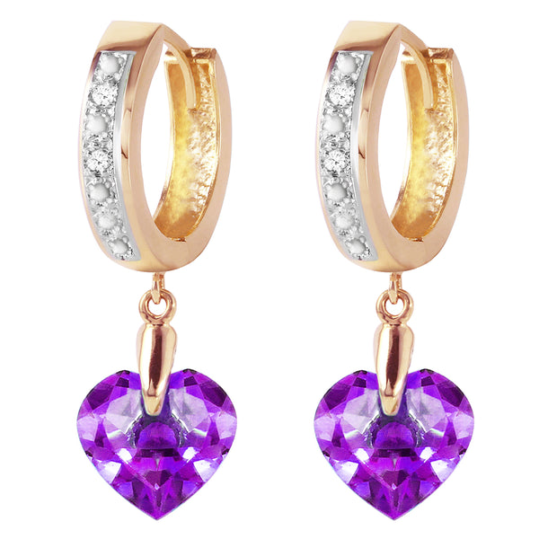 1.77 Carat 14K Solid Yellow Gold Monaco Amethyst Diamond Earrings