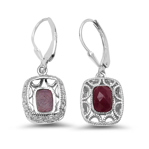 2.00 Carat Genuine Ruby .925 Sterling Silver Earrings