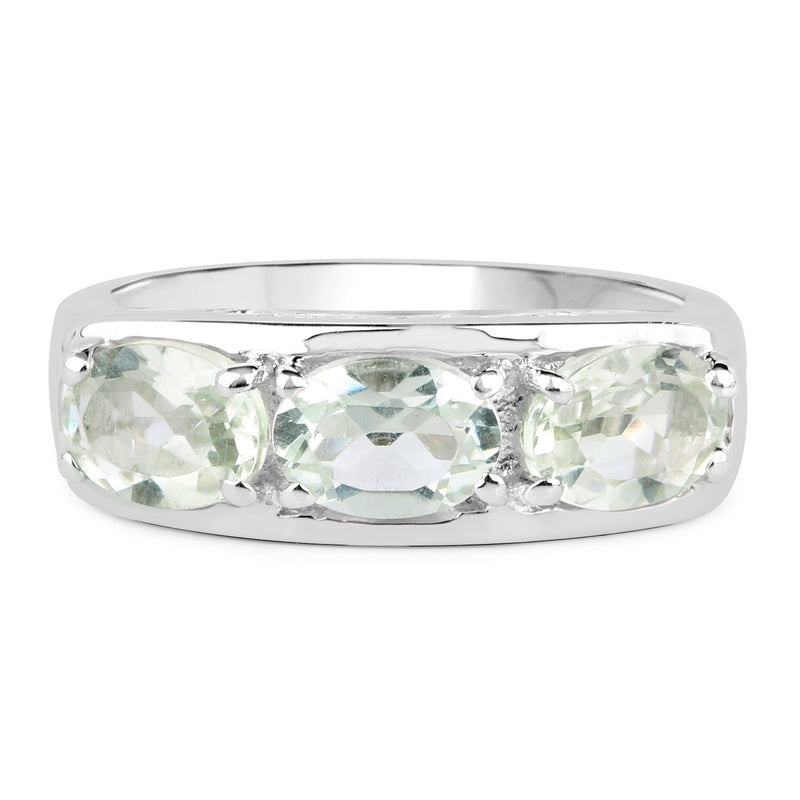 2.40 Carat Genuine Green Amethyst .925 Sterling Silver Ring