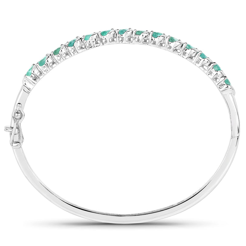 2.66 Carat Genuine Zambian Emerald .925 Sterling Silver Bangle