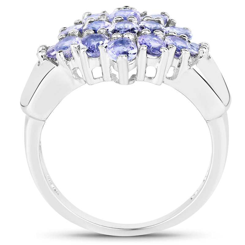 2.45 Carat Genuine Tanzanite .925 Sterling Silver Ring