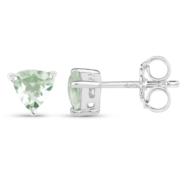 0.90 Carat Genuine Green Amethyst .925 Sterling Silver Earrings