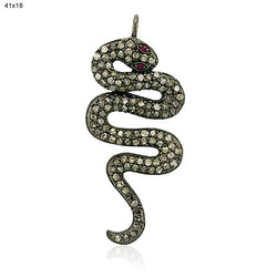 Pave Diamond Gemstone 925 Silver Snake Pendant Fashion Jewelry