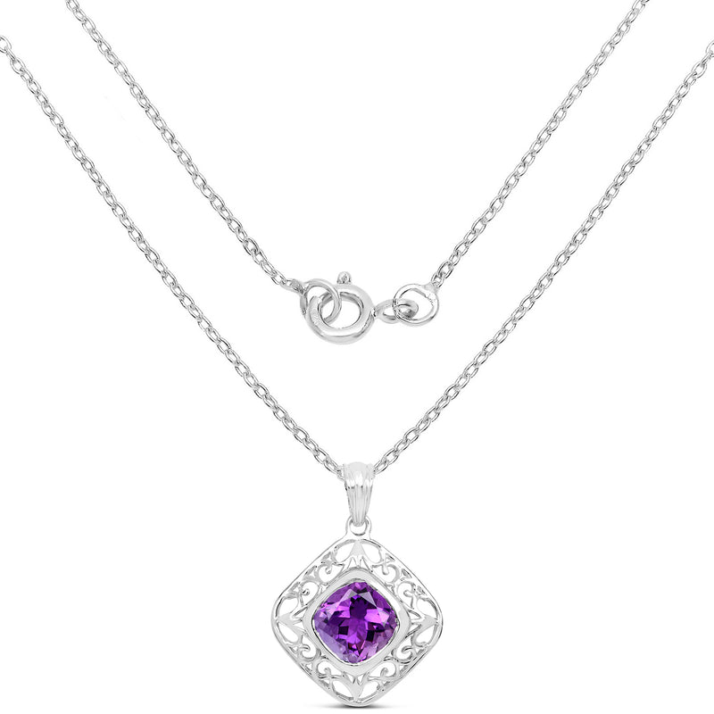 5.10 Carat Genuine Amethyst .925 Sterling Silver Pendant