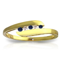 0.25 Carat 14K Solid Yellow Gold Ring Channel Set Diamond Sapphire