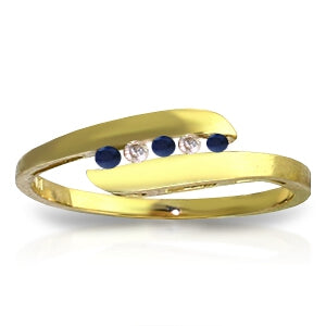 0.25 Carat 14K Solid Yellow Gold Ring Channel Set Diamond Sapphire